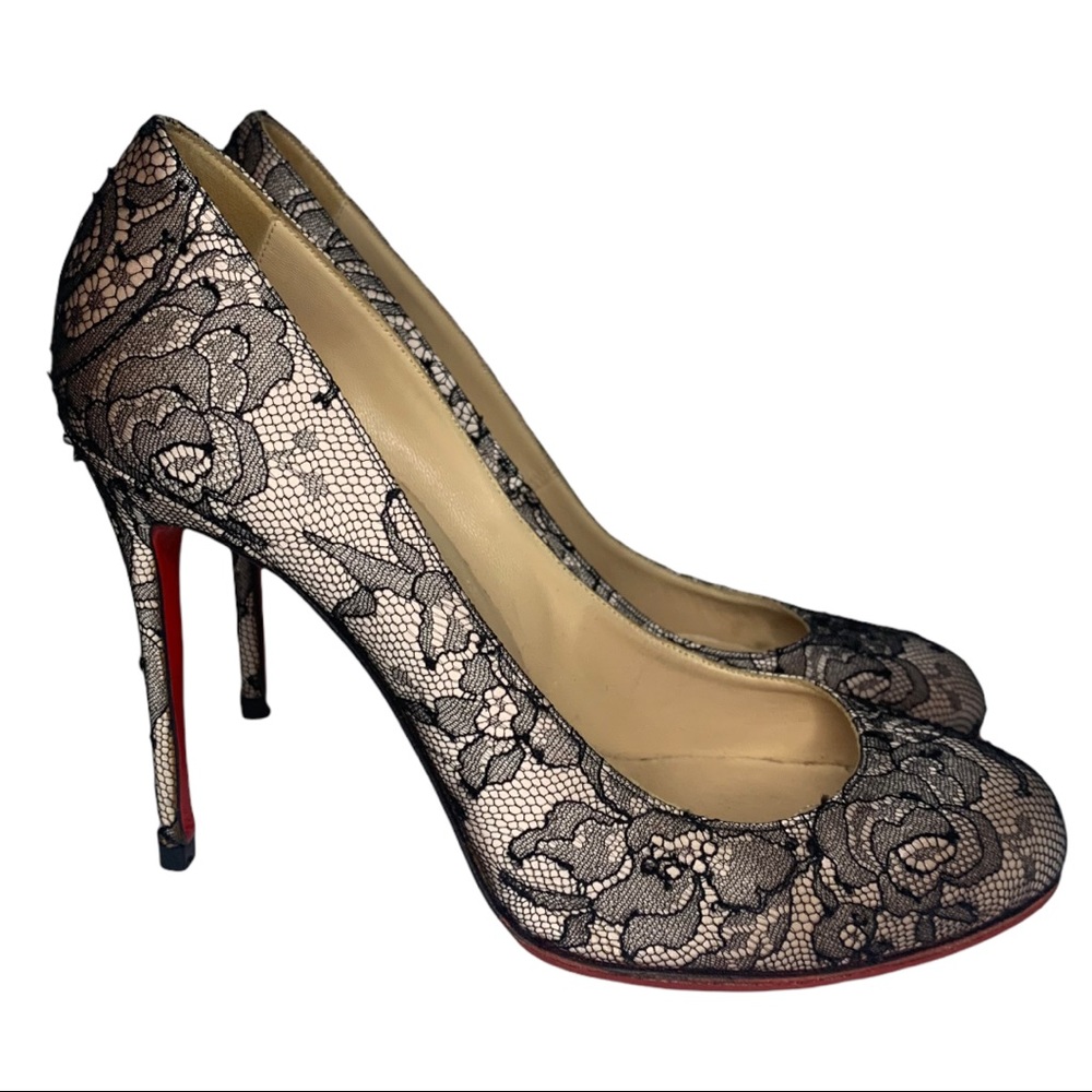 CHRISTIAN LOUBOUTIN Lace Fifi Heel Size 38.5